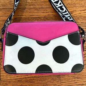 Minnie Mouse inspired Pink and Black Polka Dot Crossbody Bag